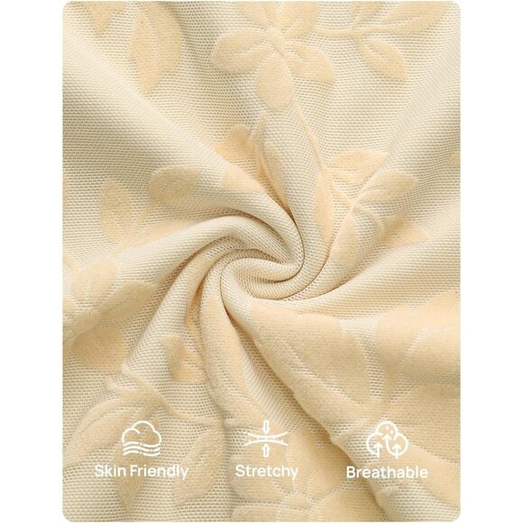 Zesica Women's Beige Yellow Ruched Mesh Long Sleeve Floral Bodycon Dress - Picture 4 of 5